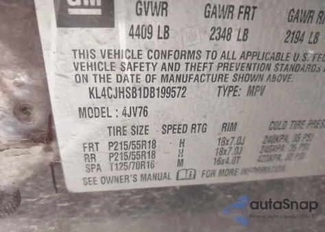 2013 Buick Encore Premium from USA, damaged, VIN KL4CJHSB1DB199572